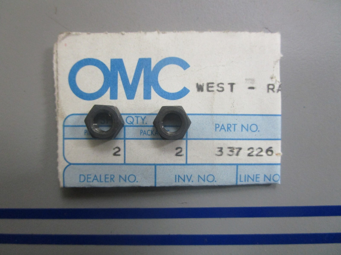 *NEW OEM* (LOT OF 2) 0810 OMC Johnson Evinrude Nut 337226 0337226