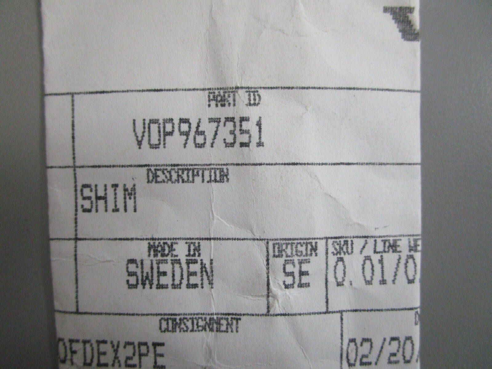 *NEW OEM* 0750 Volvo Penta SHIM 967351