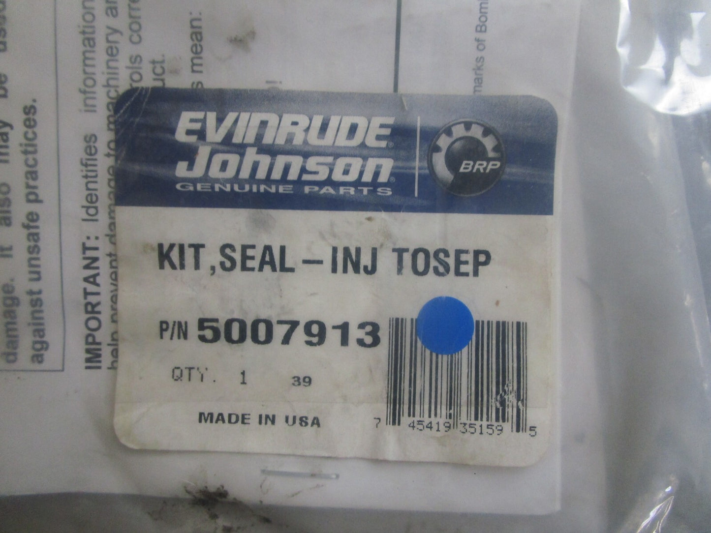 *NEW OEM* 0810 OMC Johnson Evinrude Seal Injector To Separator Kit 5007913