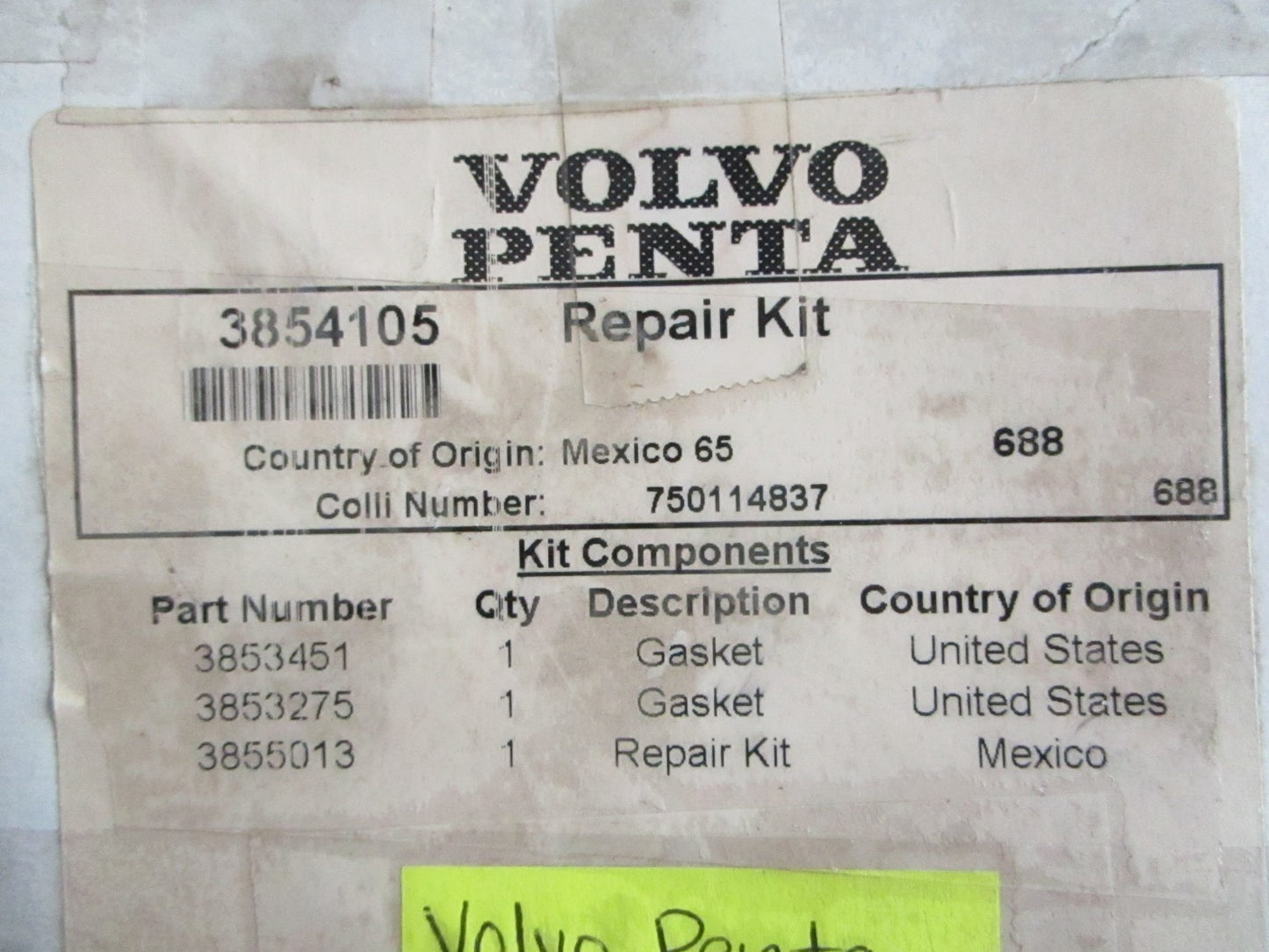 NEW OEM 3854105 Volvo Penta Repair Kit 0820