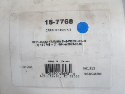 NEW 18-7768 Sierra Carburetor Kit Rep: 6H4-W0093-93-00 Yamaha 0820