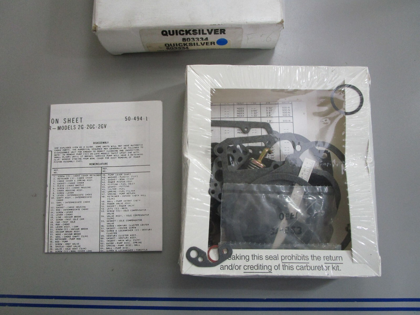 *NEW OEM* 0770 Mercury Quicksilver Carb Kit 803334