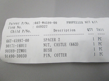 NEW OEM 66T-W4599-00-00 Yamaha Propeller Nut Kit 0810