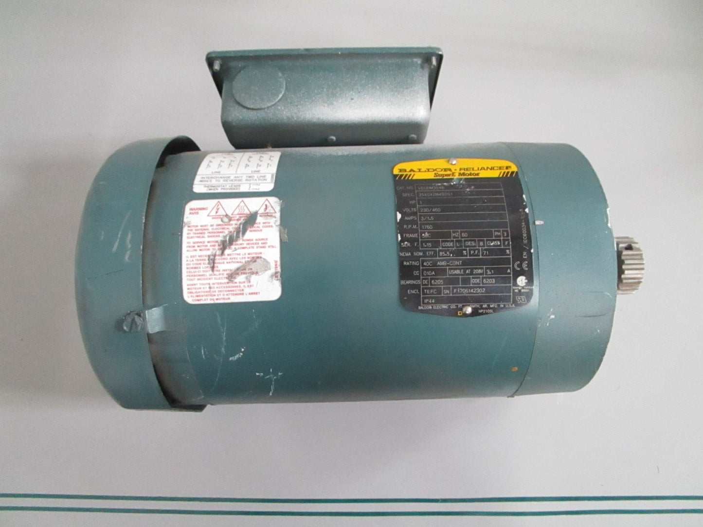 Baldor Super-E VEUHM3546 1HP 1760RPM 3PH 460V TEFC 56C Motor NOS NEW OEM 0820
