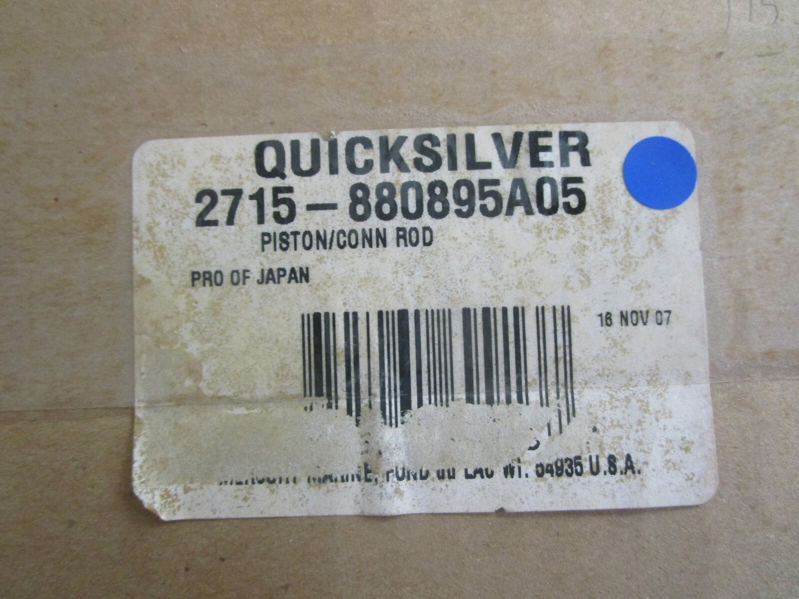 *NEW OEM* 0820 Mercury Quicksilver Piston & Connecting Rod 2715-880895A05
