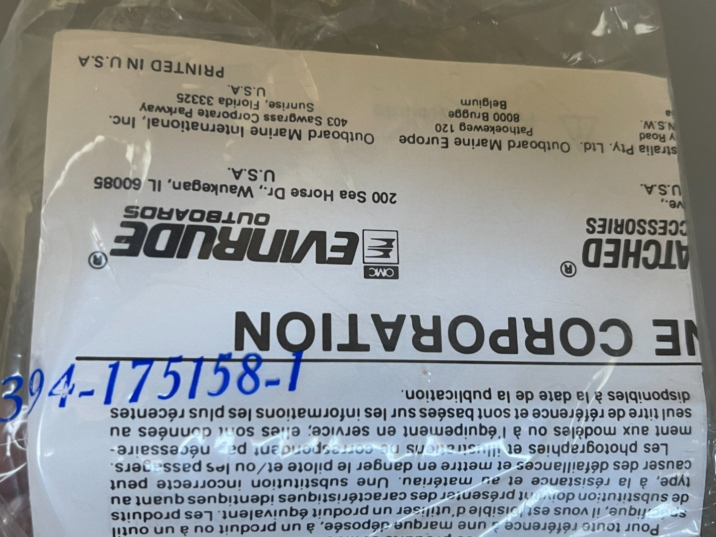 NEW OEM (LOT OF 2) 175158 0175158 OMC Johnson Evinrude Valve Kit 0810