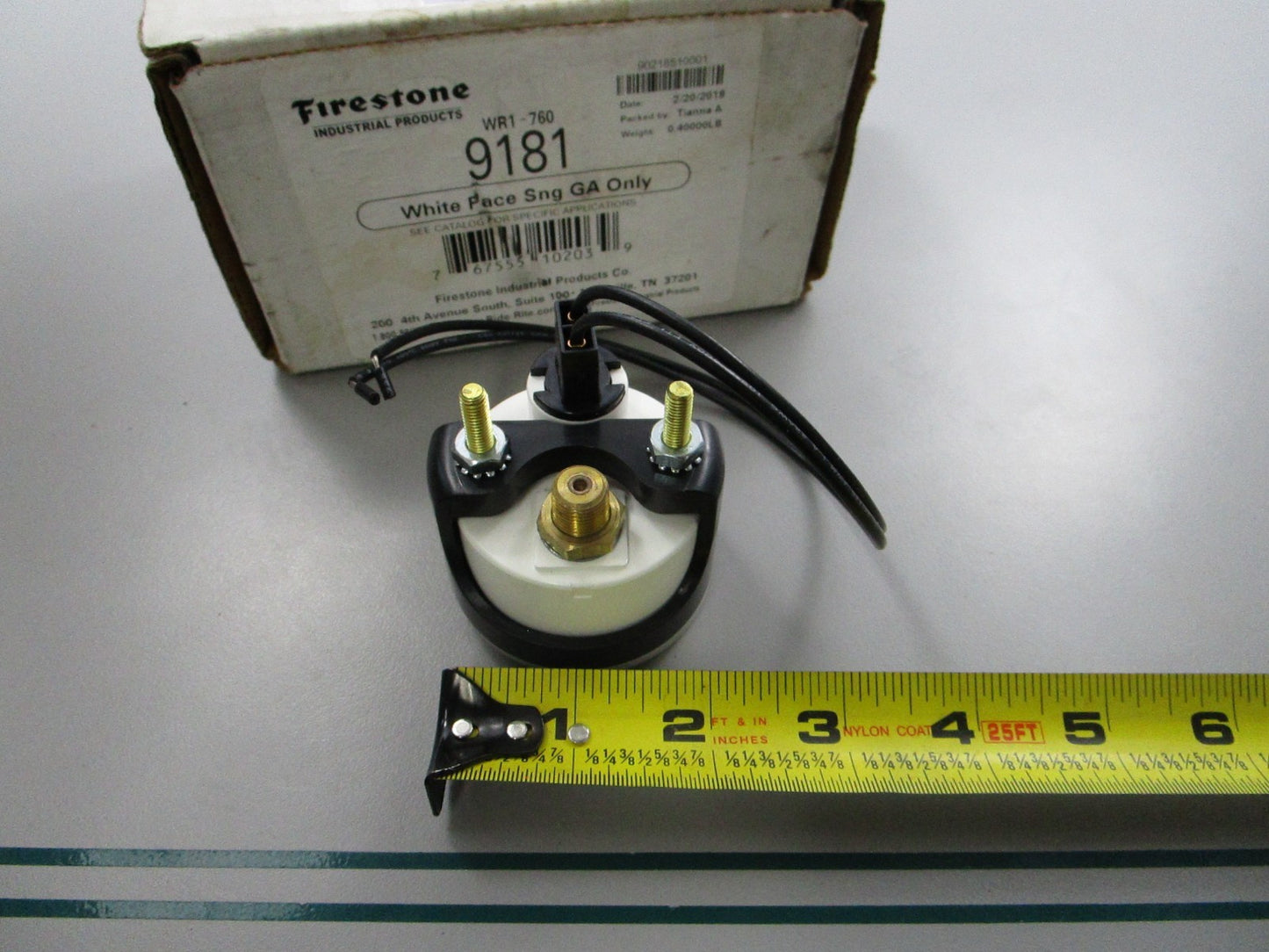 NEW 9181 Firestone White Single Air Pressure Gauge 0810