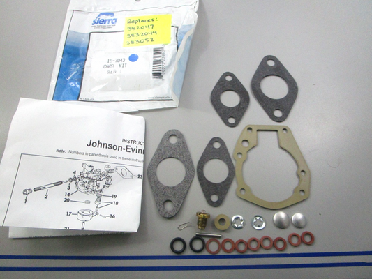 NEW 18-7043 Replaces: 382047 3832049 383052 18-7765 Carburetor Kit 0810