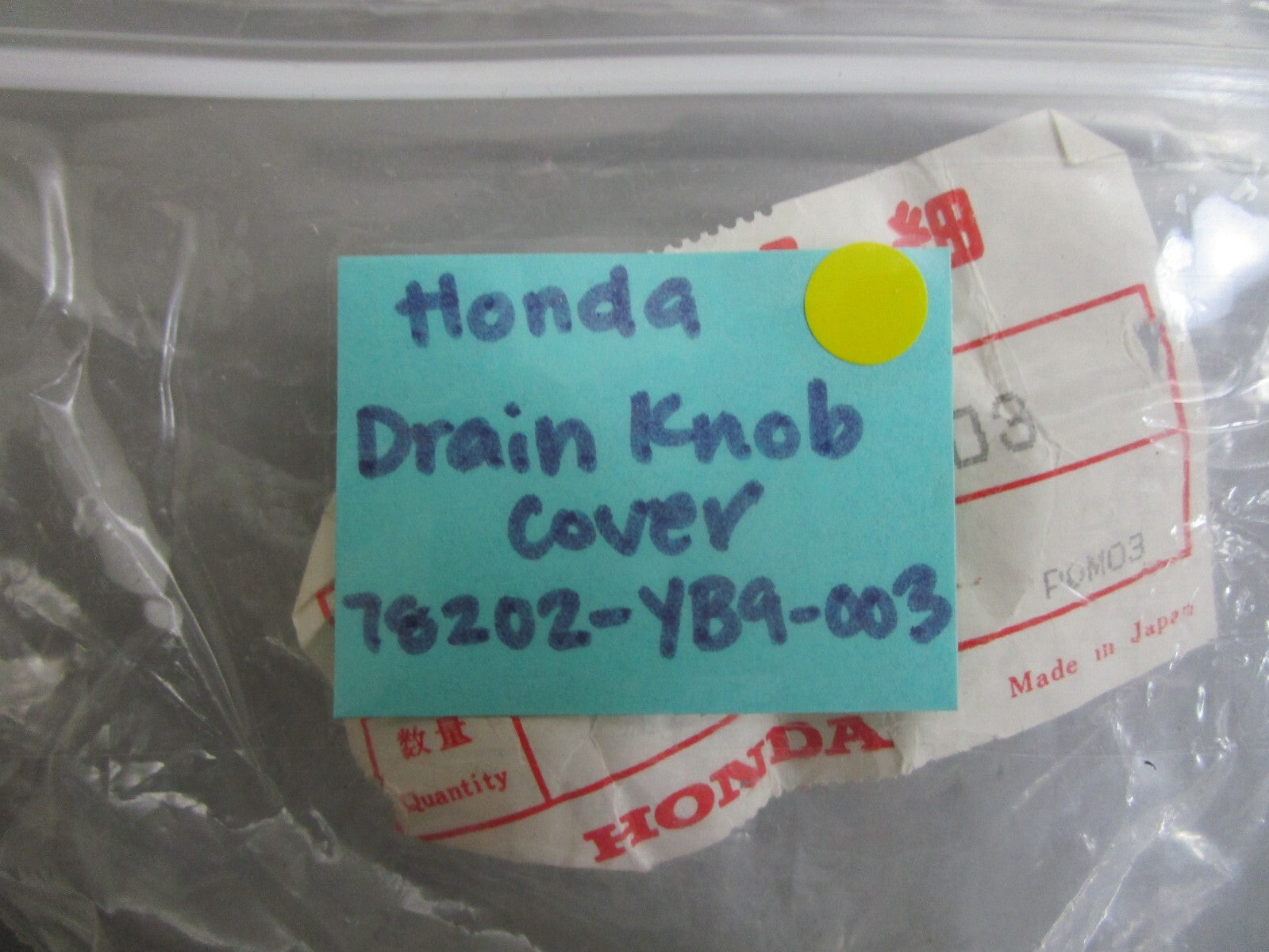 *NEW OEM* 0810 Honda Drain Knob Cover 78202-YB9-003