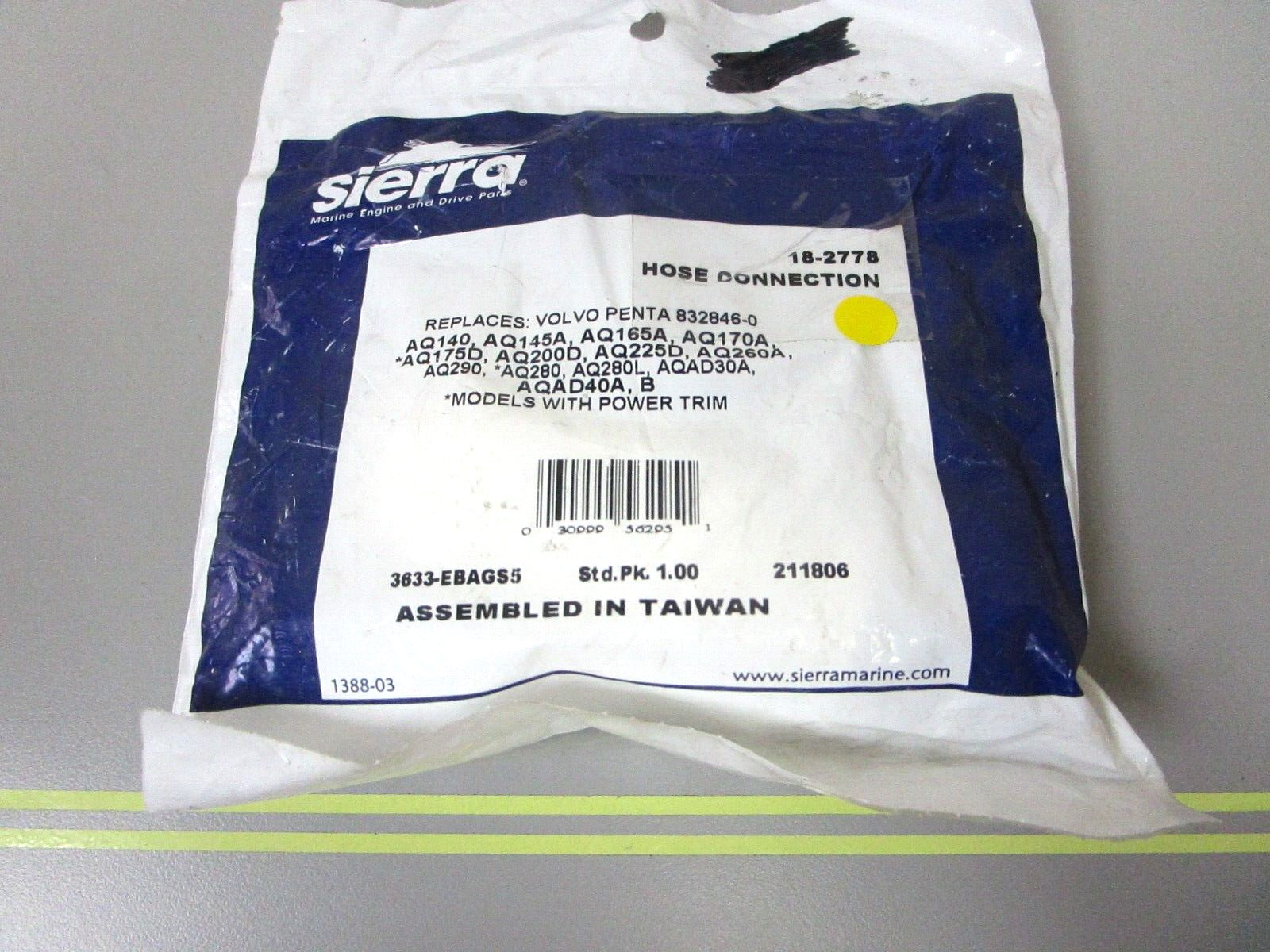 *NEW* 0750 Sierra HOSE CONNECTION 18-2778 Replaces Volvo Penta 832846-0