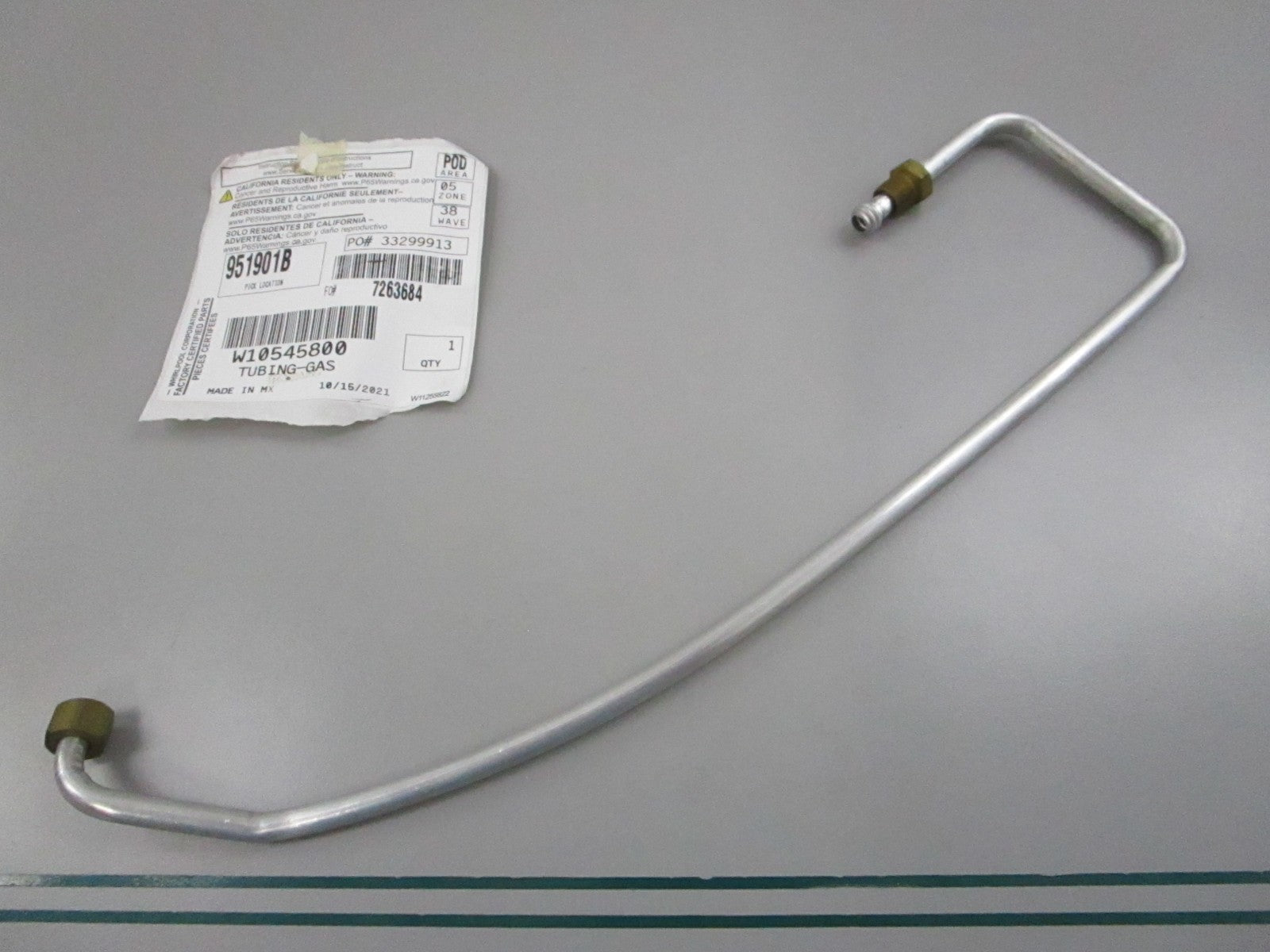 NEW OEM W10545800 Whirlpool Gas Tubing 0810