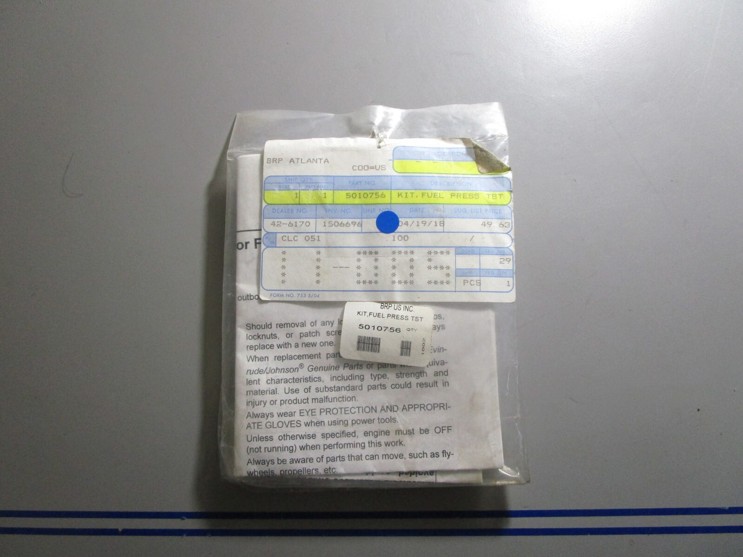 *NEW OEM* 0810 OMC Johnson Evinrude Fuel Press Test Kit 5010756