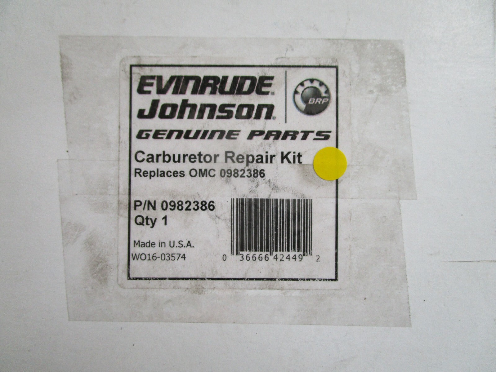 *NEW OEM* 0810 OMC Johnson Evinrude Carburetor Repair Kit 982386 0982386