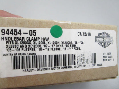 NEW OEM 94454-05 Harley Davidson Clamp Handlebar 0810