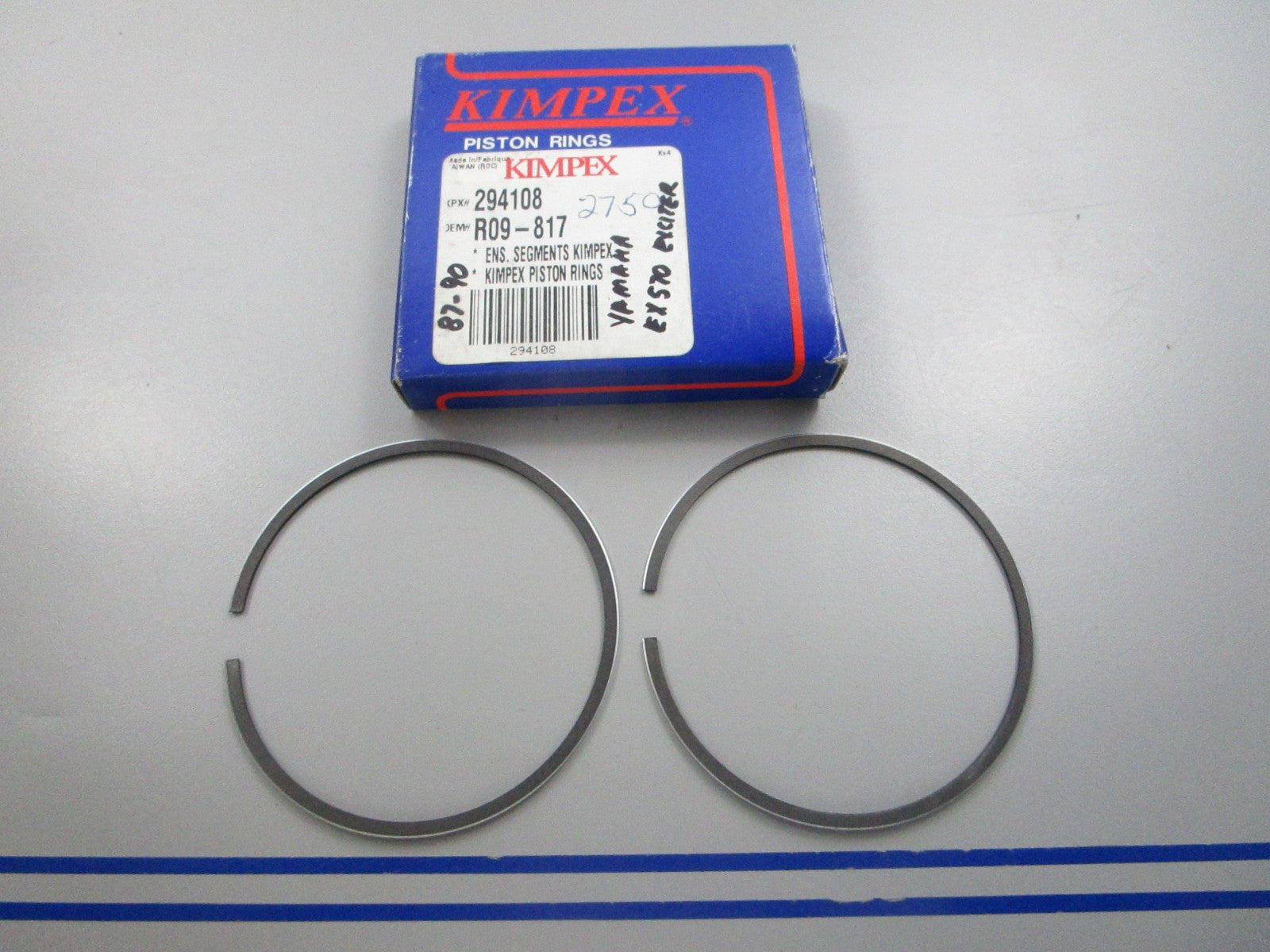 NEW 294108 Replaces: R09-817 Kimpex 2 Piston Ring Set 0810