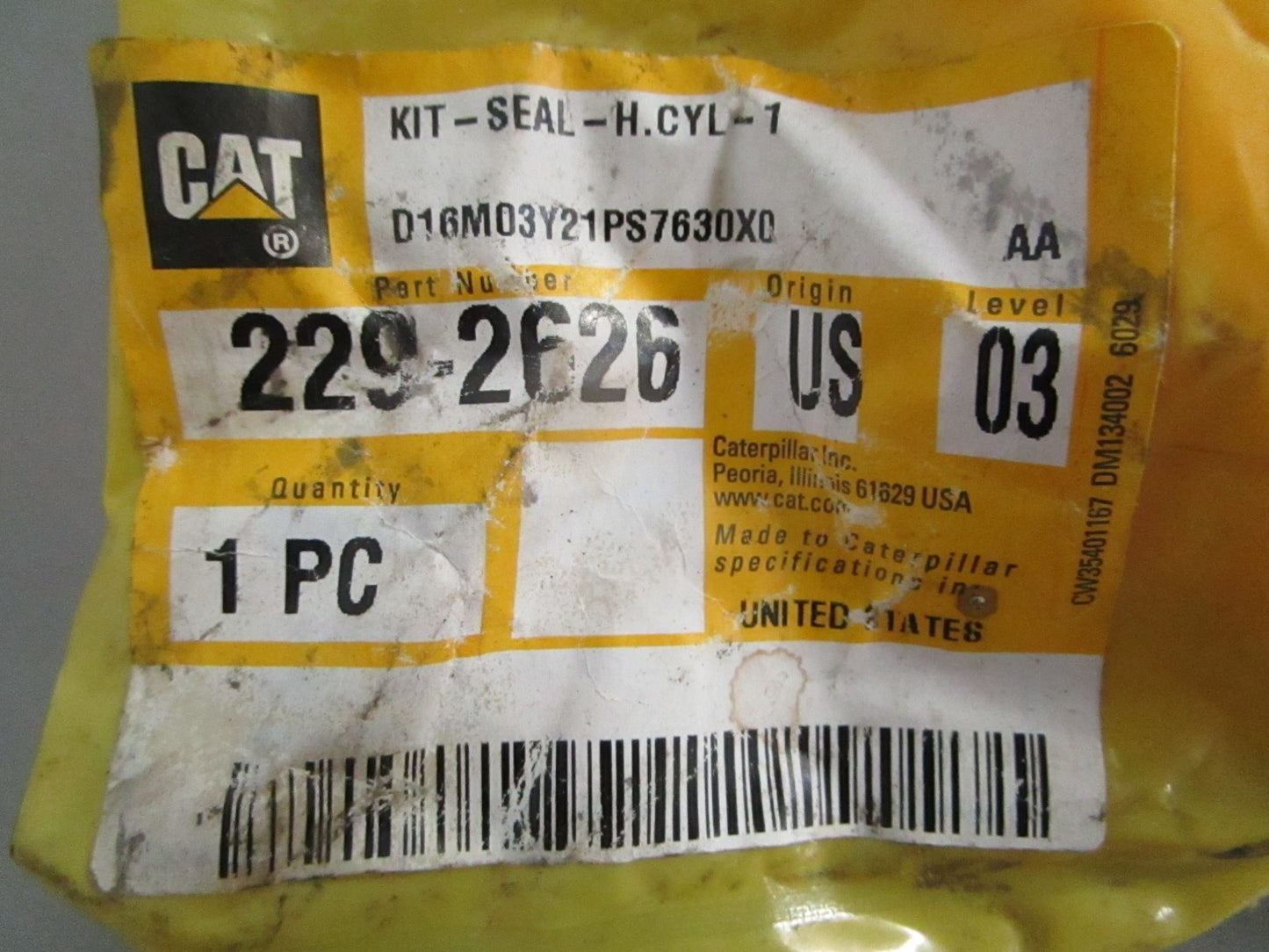 NEW OEM 229-2626 CAT Hydraulic Cylinder Seal Kit 0820