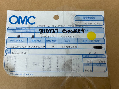 *NEW OEM* 0810 OMC Johnson Evinrude Gasket 310137 0310137