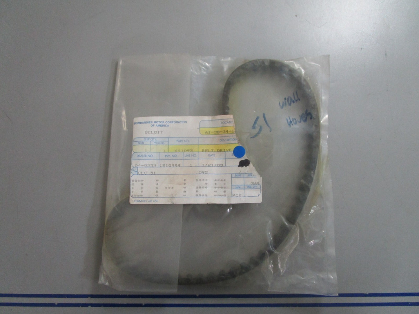*NEW OEM* 0810 OMC Johnson Evinrude Drive Belt 441093 0441093