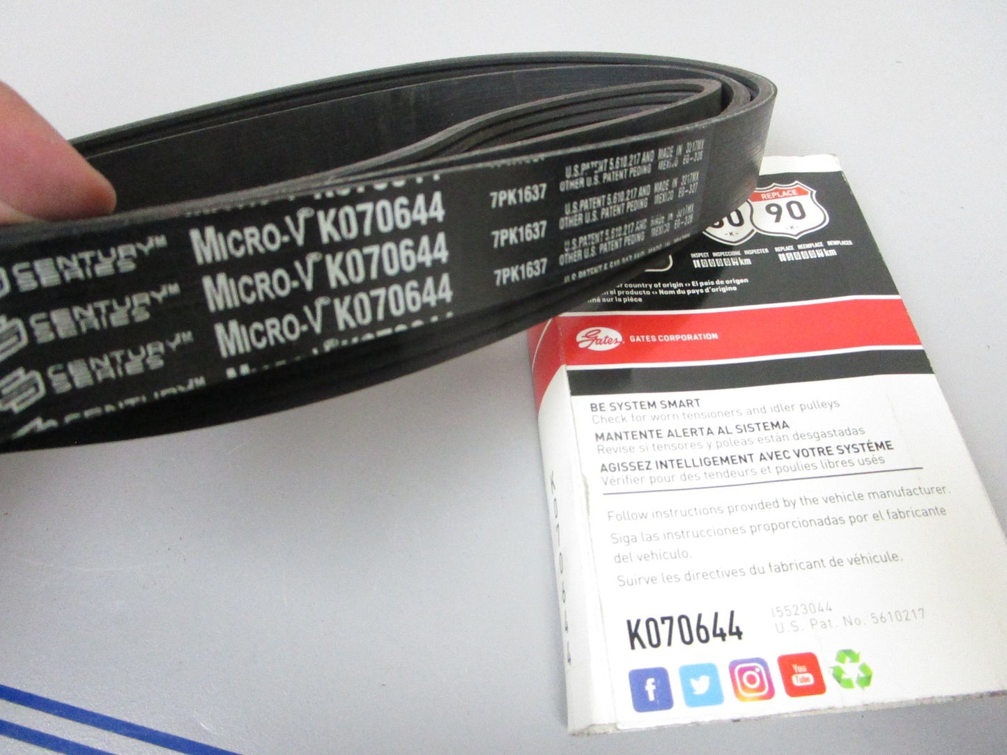 NEW K070644 Gates Micro-V 15/16" x 65" Serpentine Belt 0720