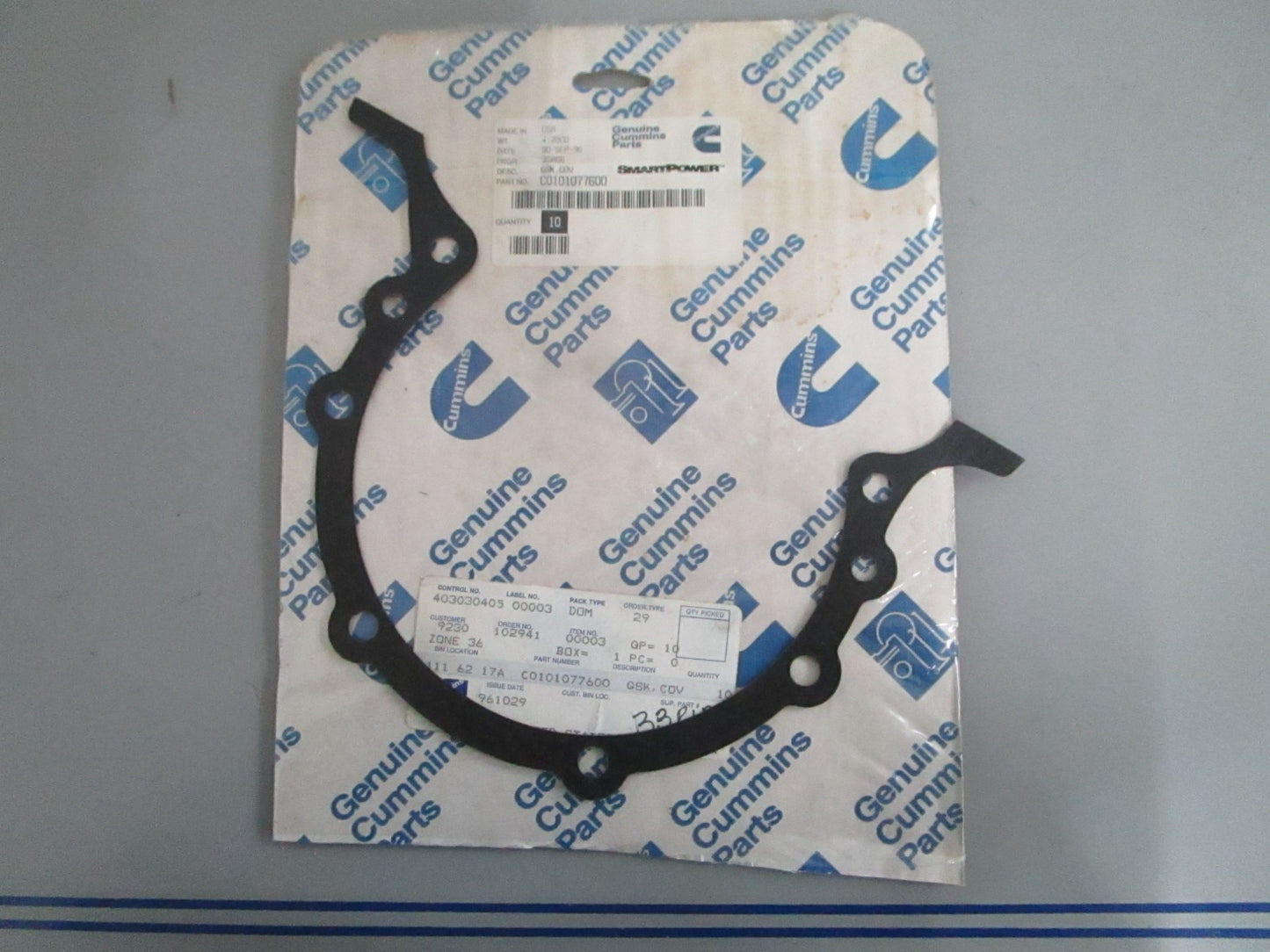 NEW OEM C0101077600 Cummins Cover Gasket 0820
