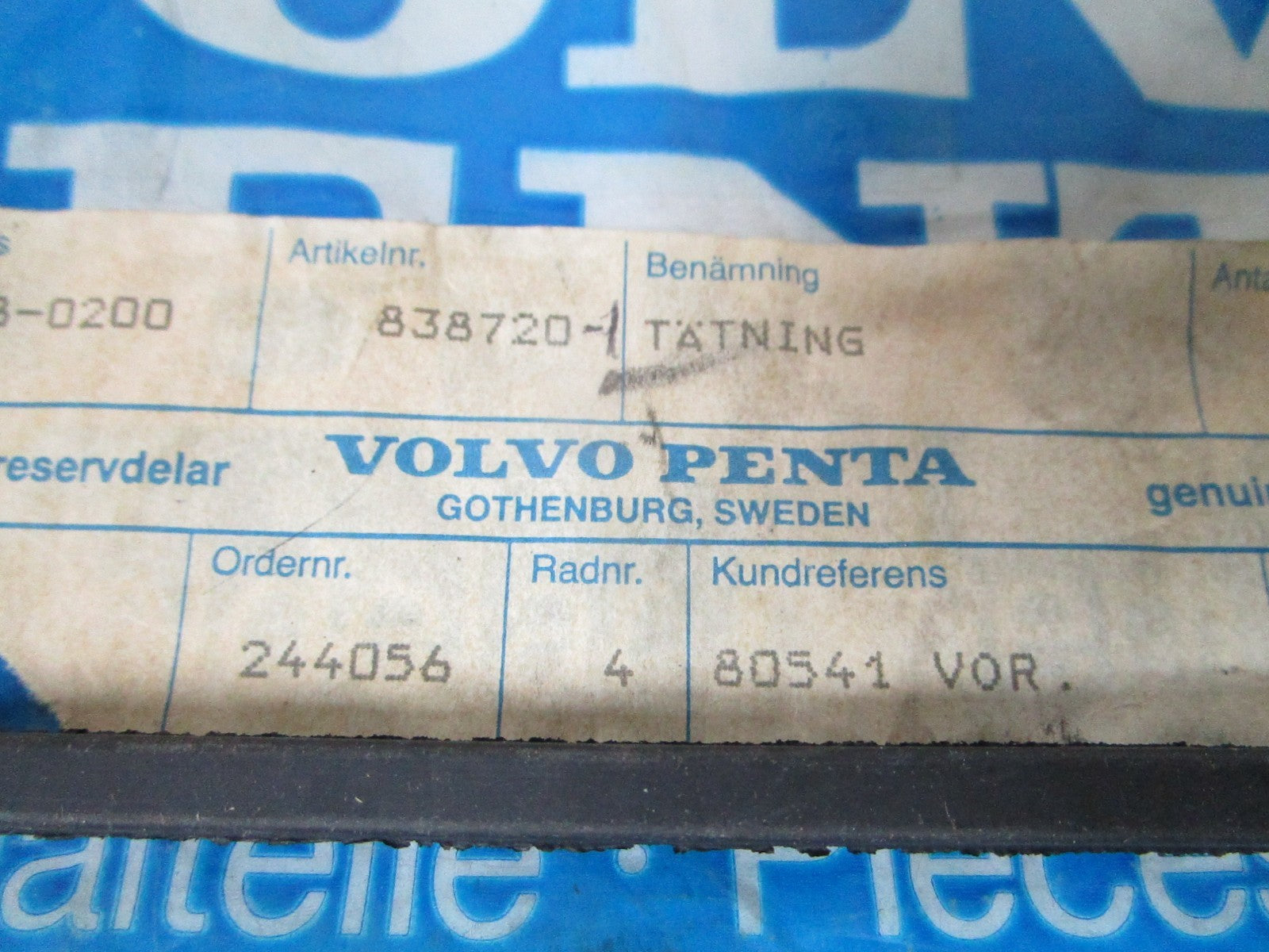 NEW OEM 838720 Volvo Penta Gasket 0720