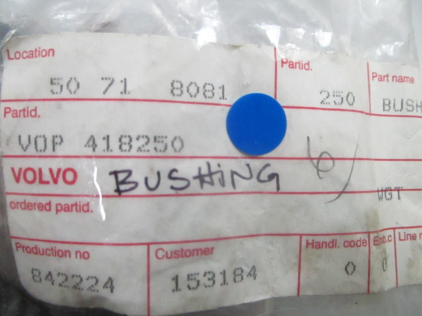 *NEW OEM* 0810 Volvo Penta Bushing 418250