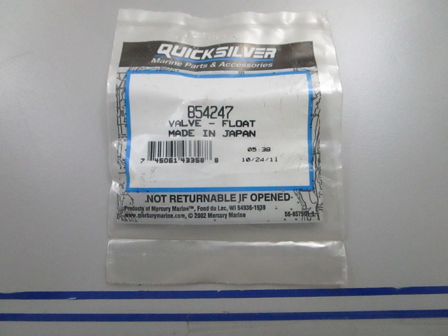 *NEW OEM* 0810 Mercury Quicksilver Float Valve 854247