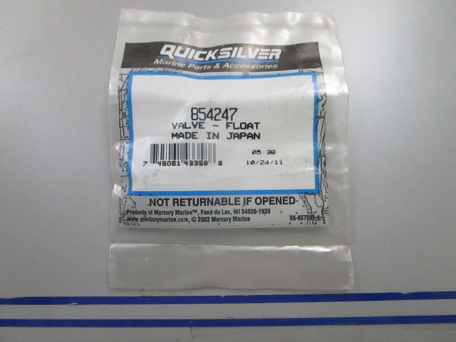 *NEW OEM* 0810 Mercury Quicksilver Float Valve 854247