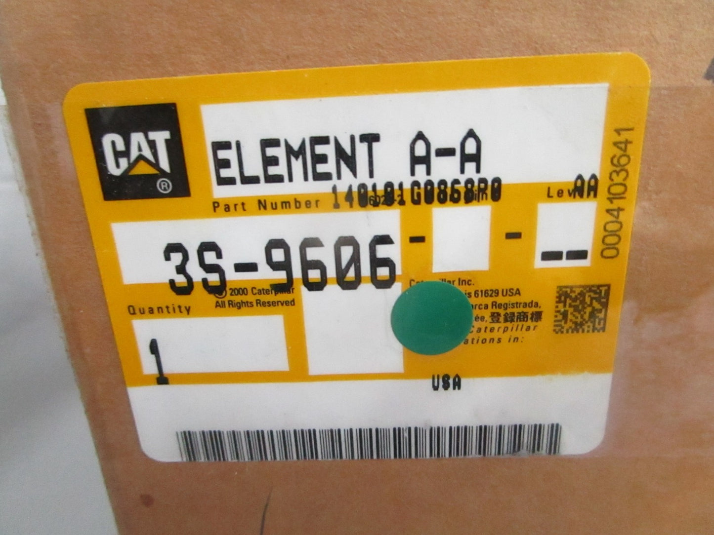 Caterpillar NEW OEM Air Filter Assy 3S-9606 Primary 3304 Engine NOS 0820