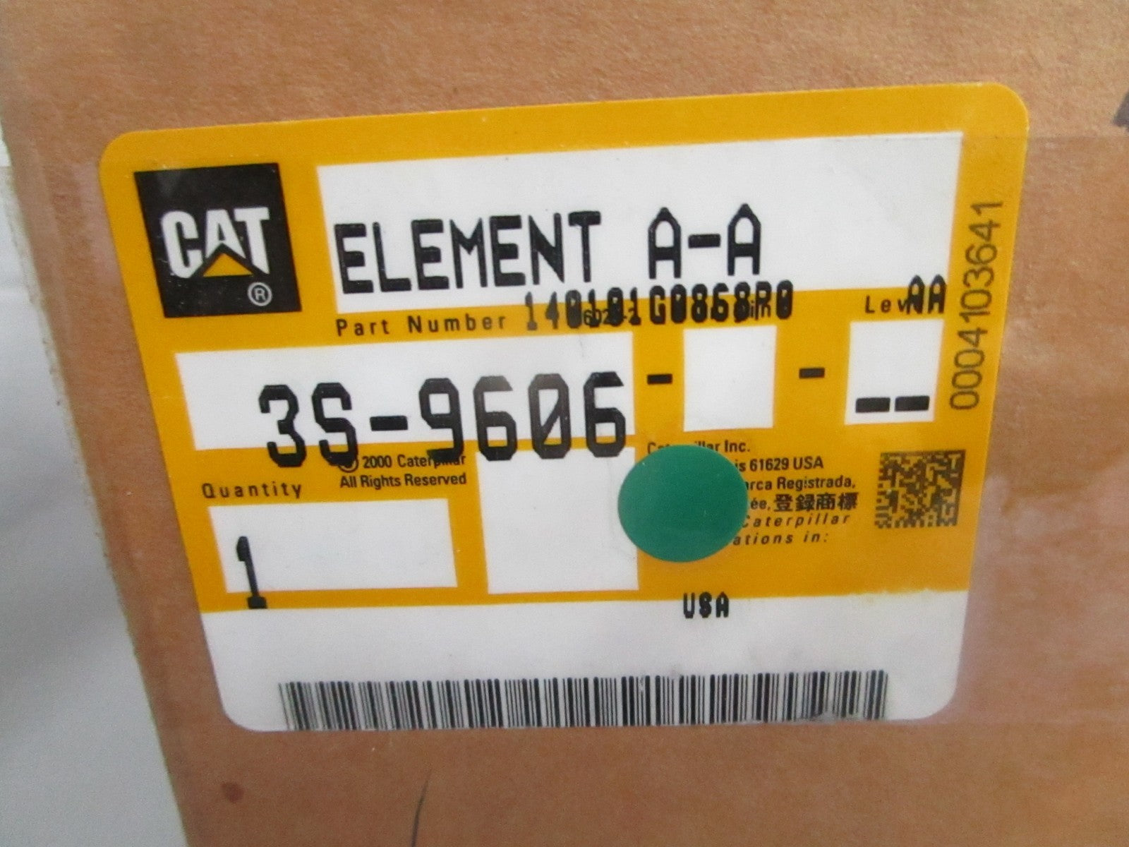 Caterpillar NEW OEM Air Filter Assy 3S-9606 Primary 3304 Engine NOS 0820
