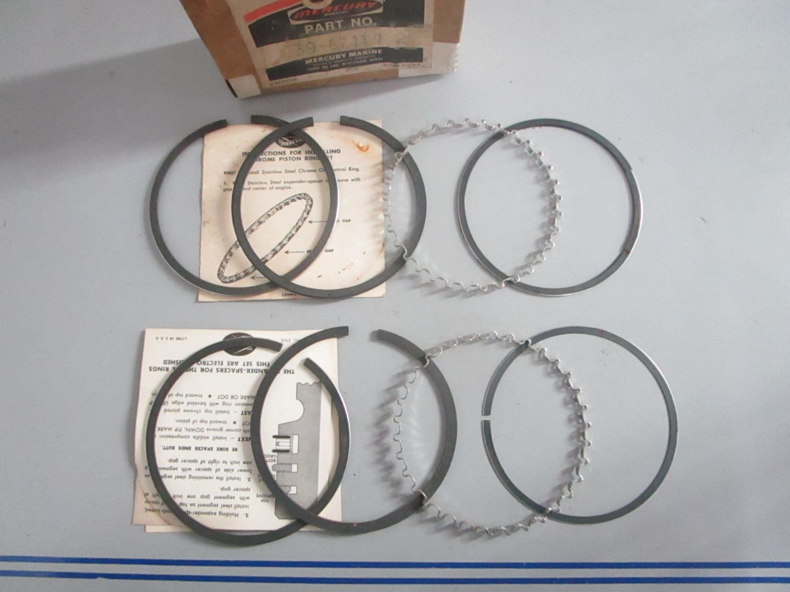 NEW OEM 39-67119 Mercury Quicksilver 2 STD Piston Ring Sets 0820