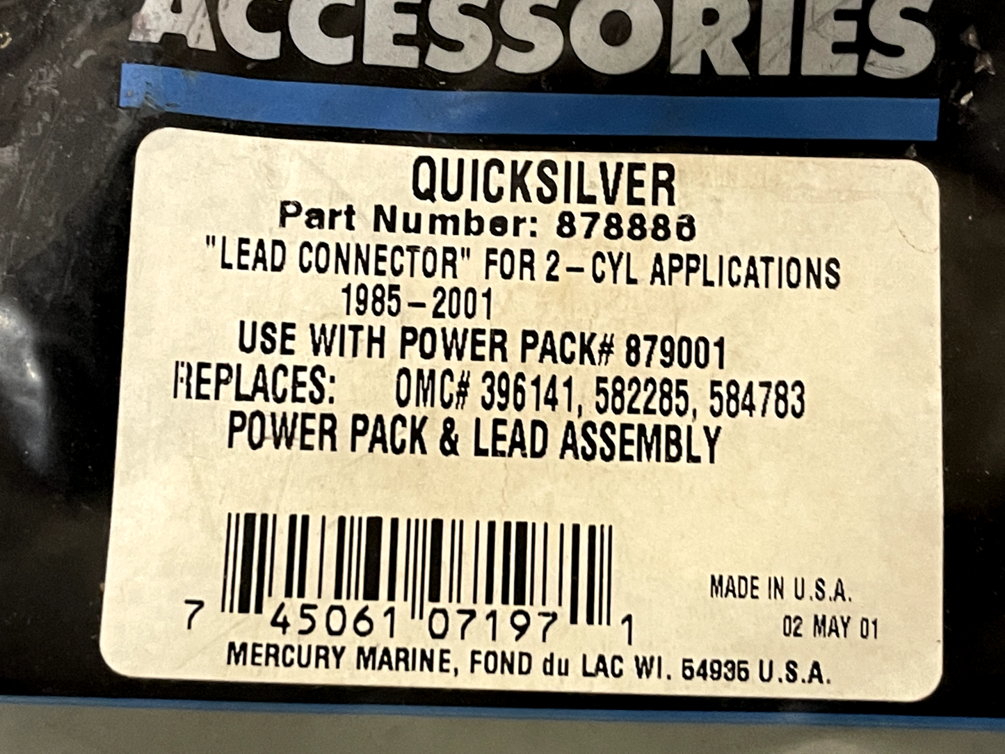 *NEW OEM* 0670 Mercury Quicksilver Power Pack & Lead Assembly 878888