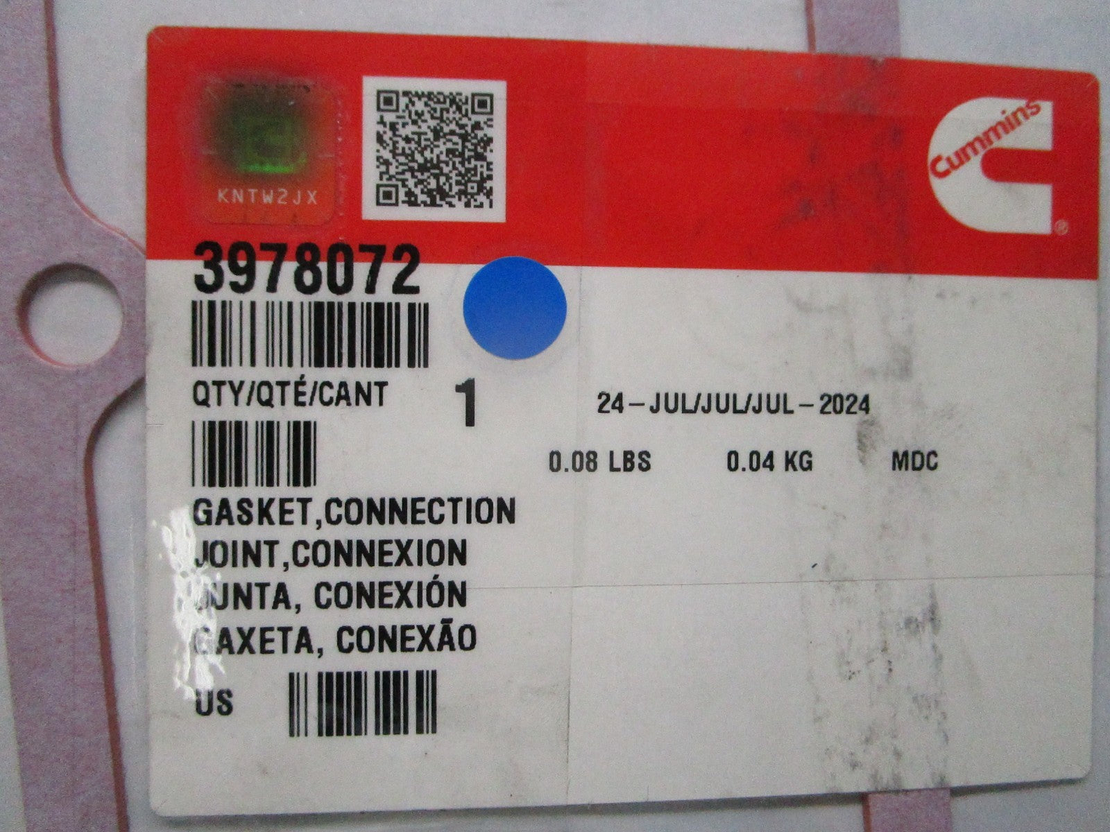 *NEW OEM* 0810 Cummins Connection Gasket 3978072