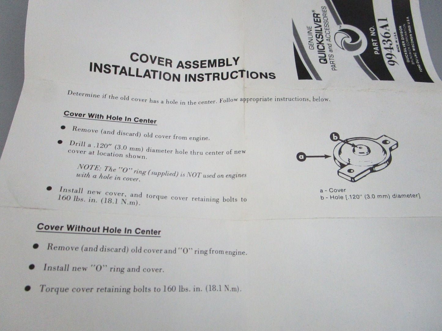NEW OEM 99436A1 Mercury Quicksilver Thermostat Cover 0810