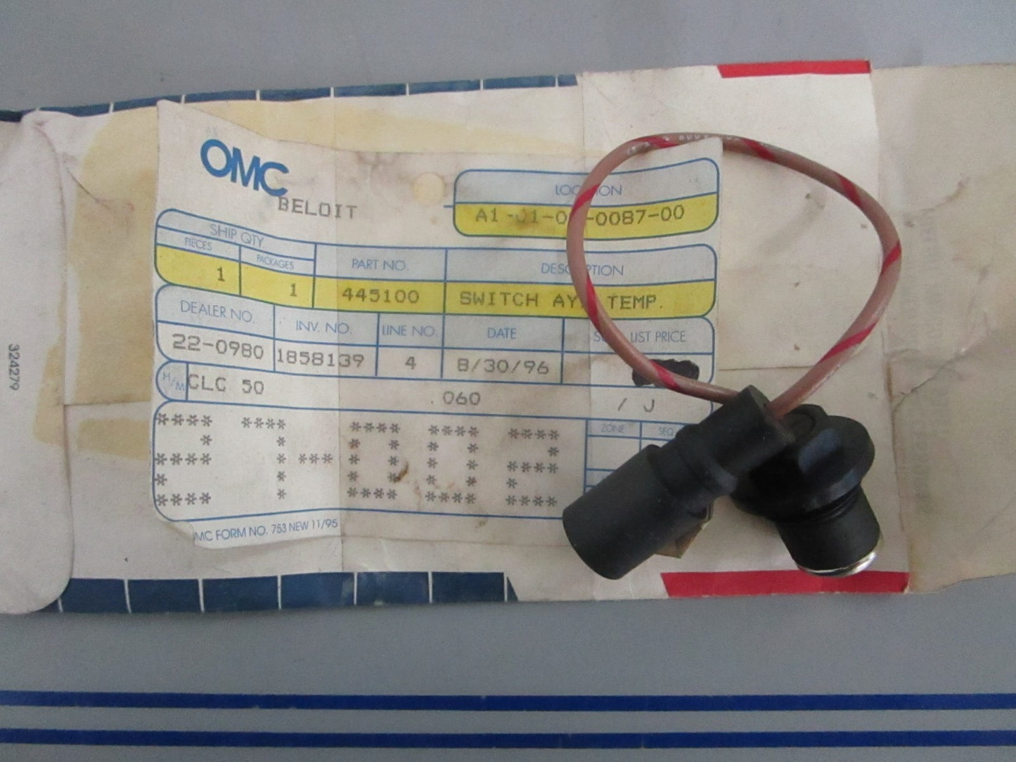 *NEW OEM* 0820 OMC Johnson Evinrude Temperature Switch Ay 445100 0445100