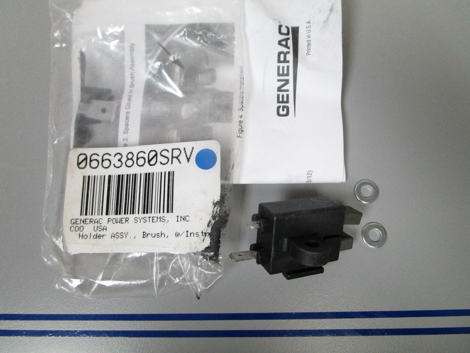 NEW OEM 0663860SRV Generac Brush Holder & Instructions 0720