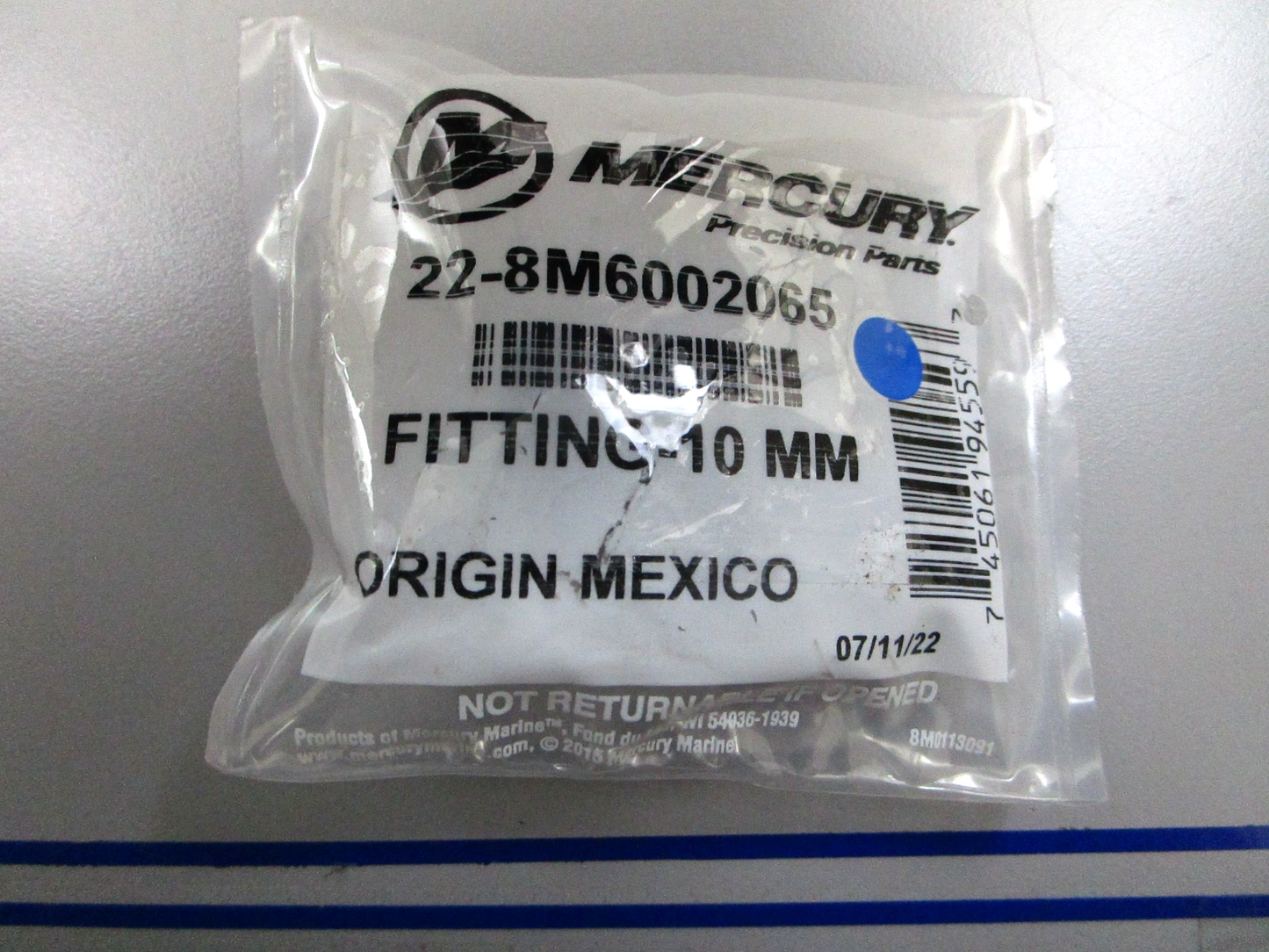 *NEW OEM* 0810 Mercury Quicksilver 10 MM Fitting 22-8M6002065