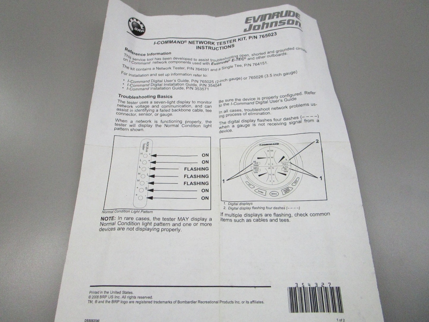 NEW OEM 765023 0765023 OMC Johnson Evinrude Command Tester Kit 0810