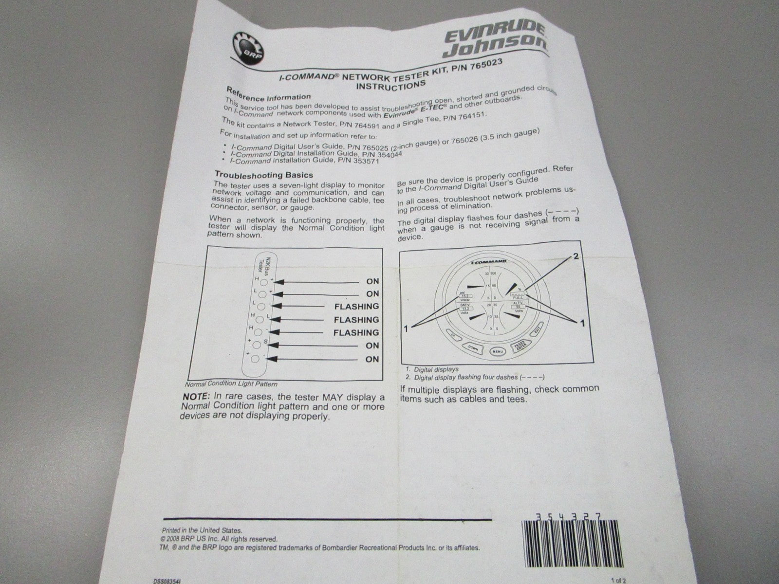 NEW OEM 765023 0765023 OMC Johnson Evinrude Command Tester Kit 0810