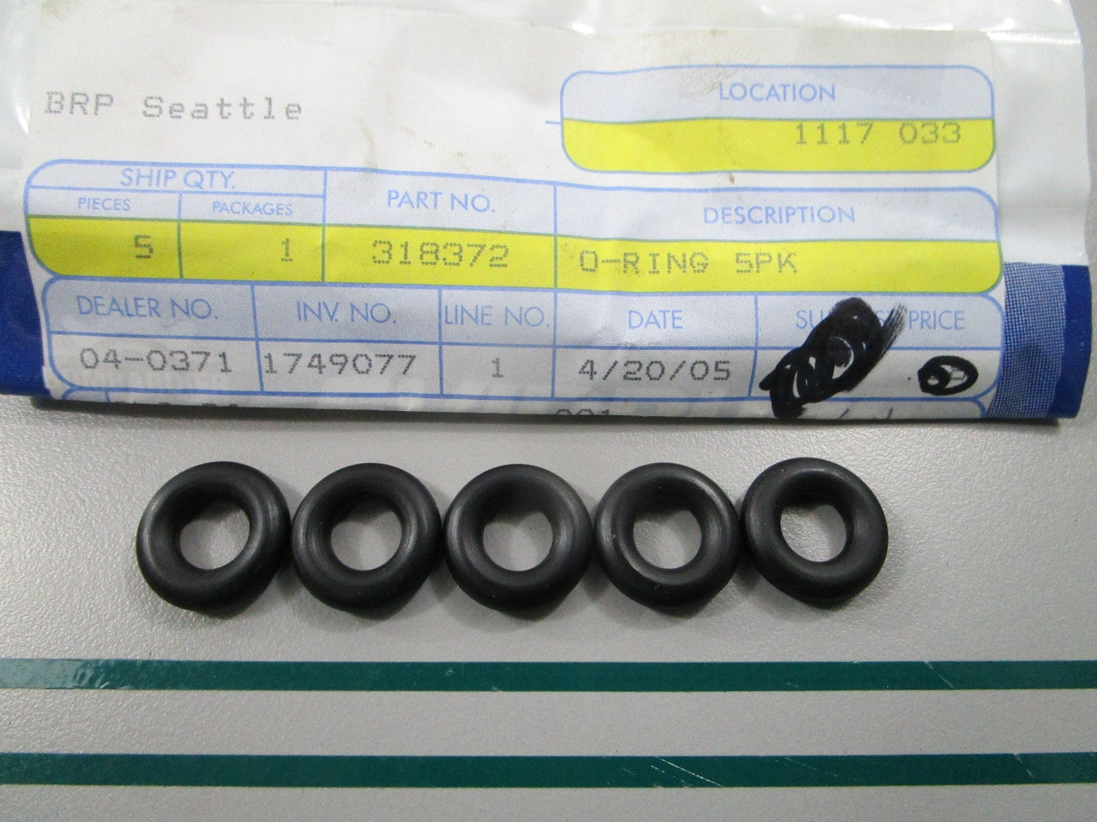 NEW OEM (LOT OF 5) 318372 0318372 OMC Johnson Evinrude O-Ring 0810