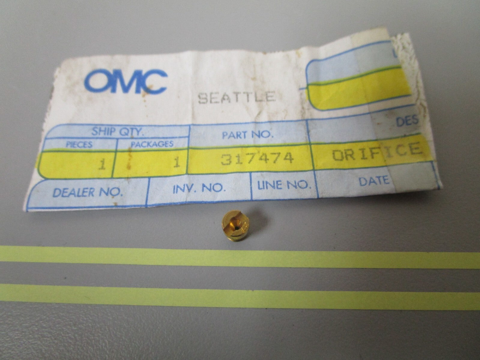 *NEW OEM* 0810 OMC Johnson Evinrude .27 Orifice Plug 317474 0317474