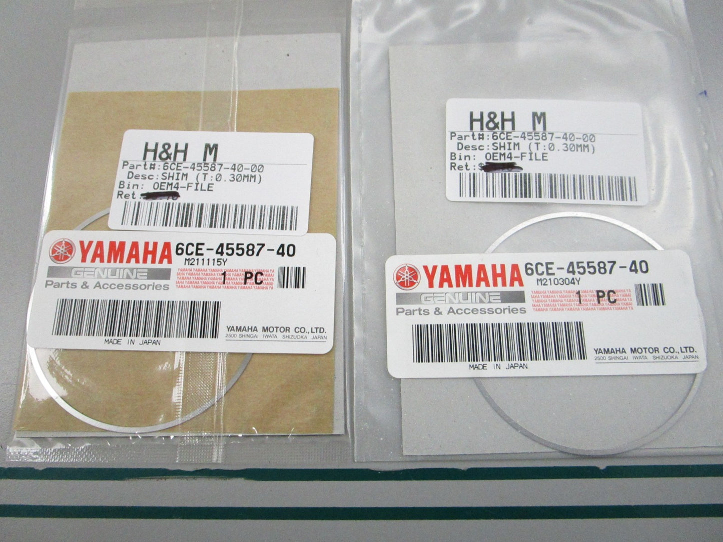 NEW OEM (LOT OF 2) 6CE-45587-40-00 Yamaha (T:0.30mm) Shim 0810