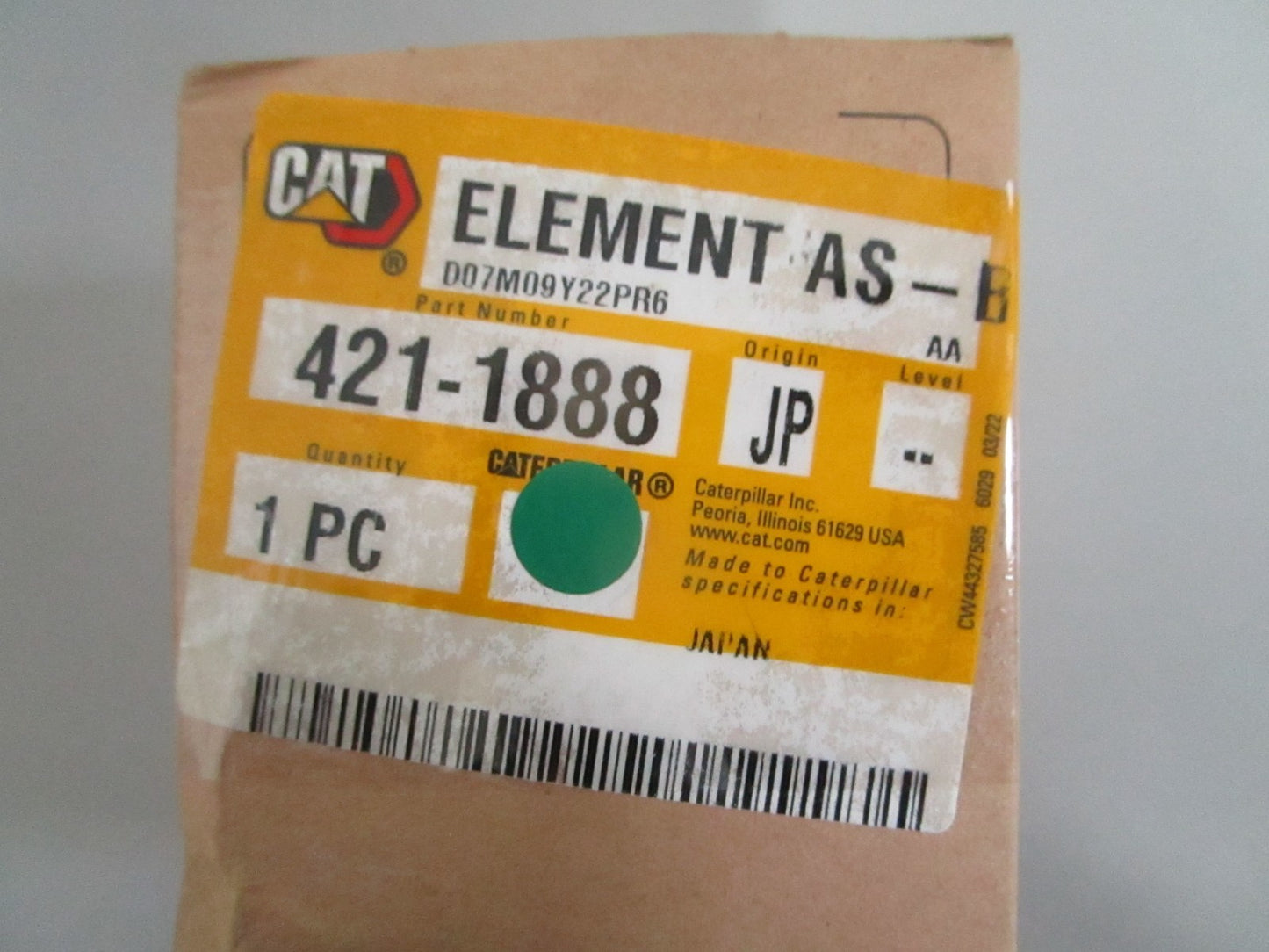 Caterpillar 421-1888 Element Assy Breather PCV D3 Skid Steer NEW OEM 0820