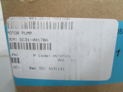 *NEW OEM* 0820 Samsung Drain Pump DC31-00178A