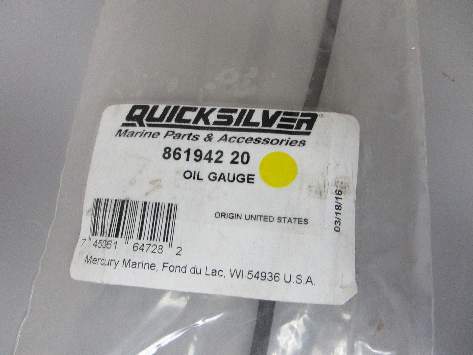 *NEW OEM* 0720 Mercury Quicksilver Oil Gauge 861942 20