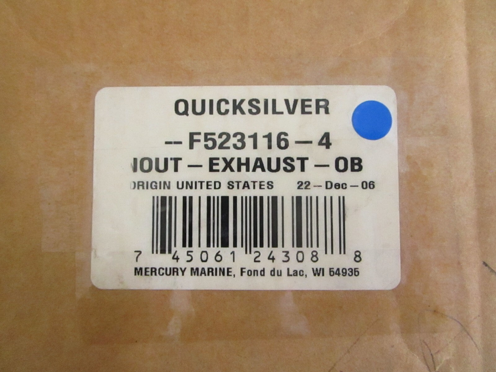 *NEW OEM* 0820 Mercury Quicksilver Black Exhaust Snout F523116-4
