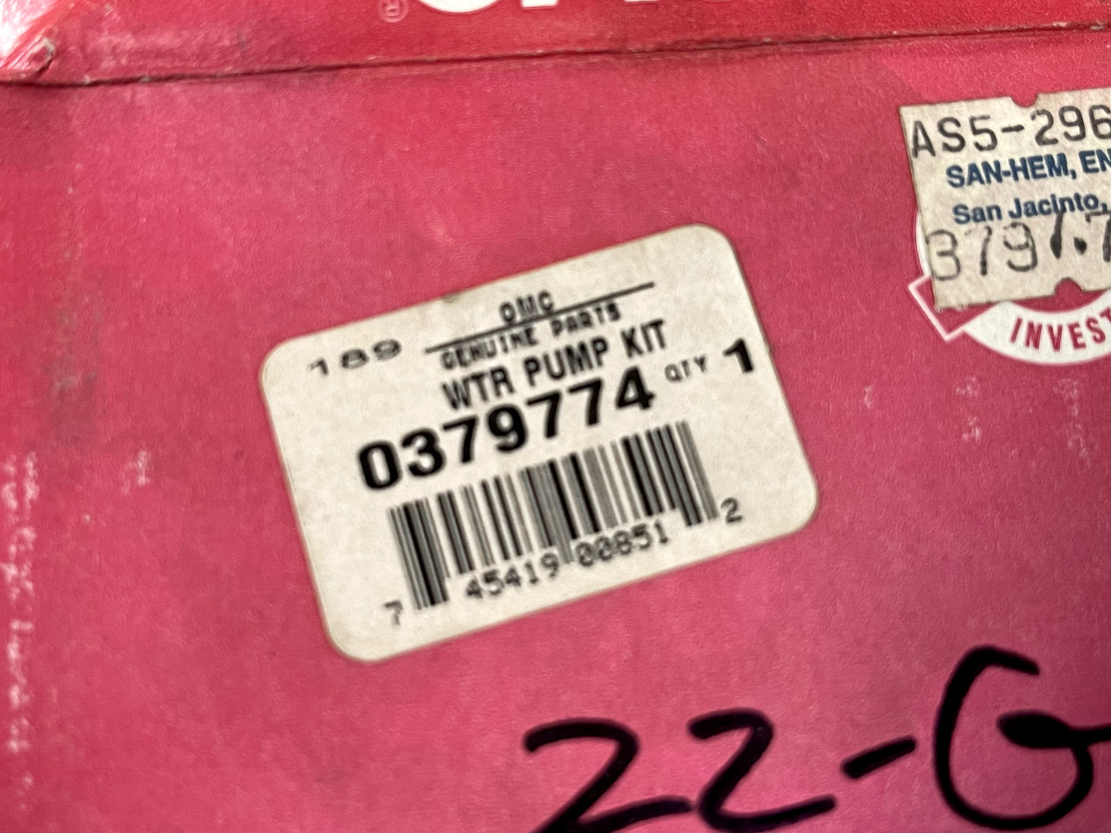 *NEW OEM* 0670 OMC Johnson Evinrude Water Pump Kit 379774 0379774