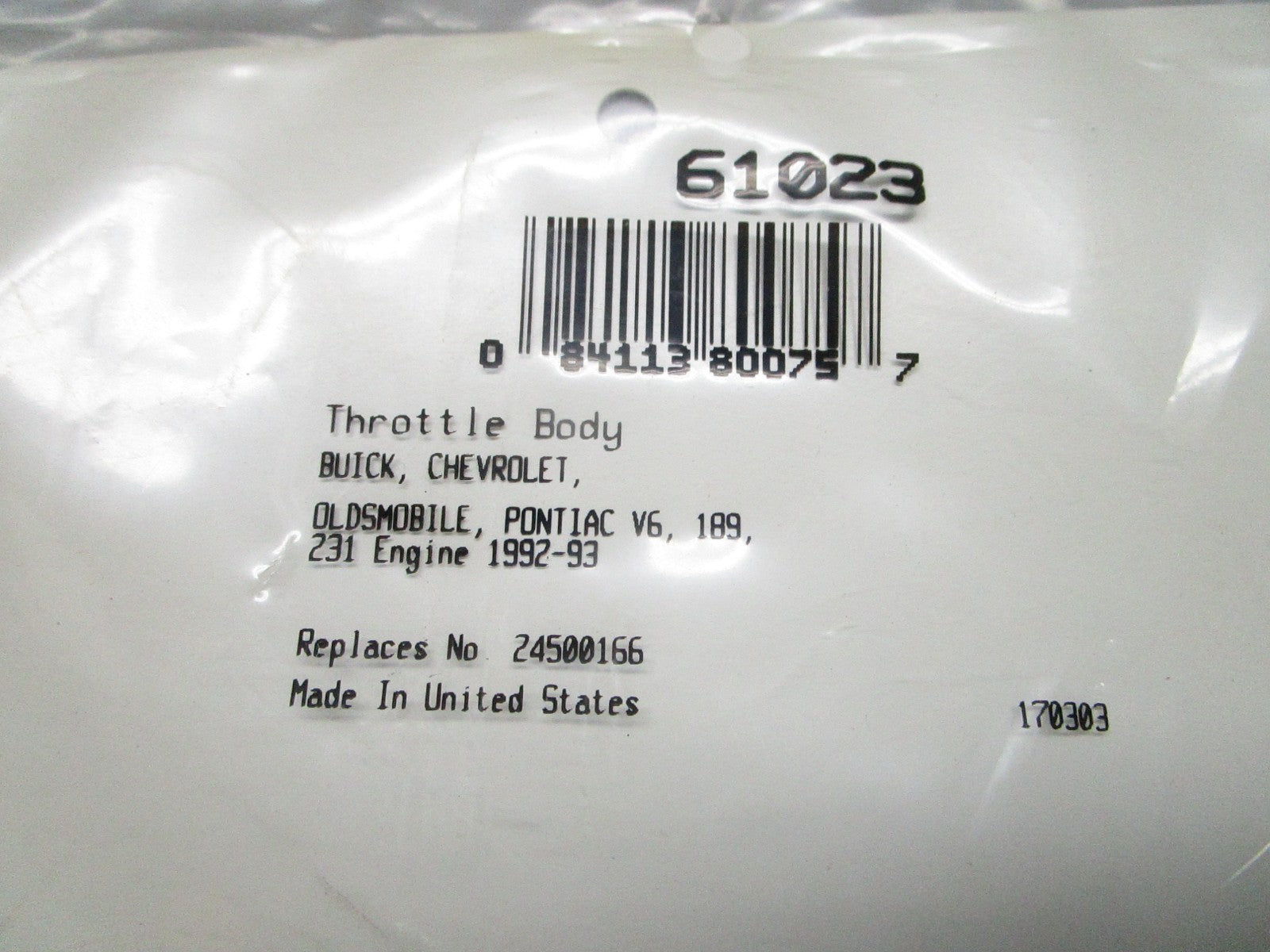 *NEW* 0810 Fel-Pro Throttle Body Gasket 61023