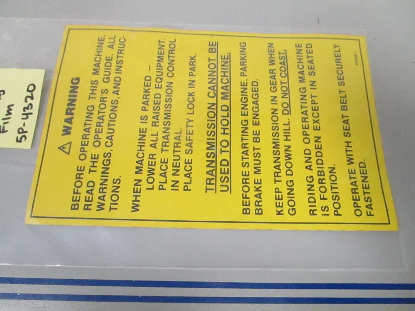 *NEW OEM* 0810 CAT Warning Film 5P-4320
