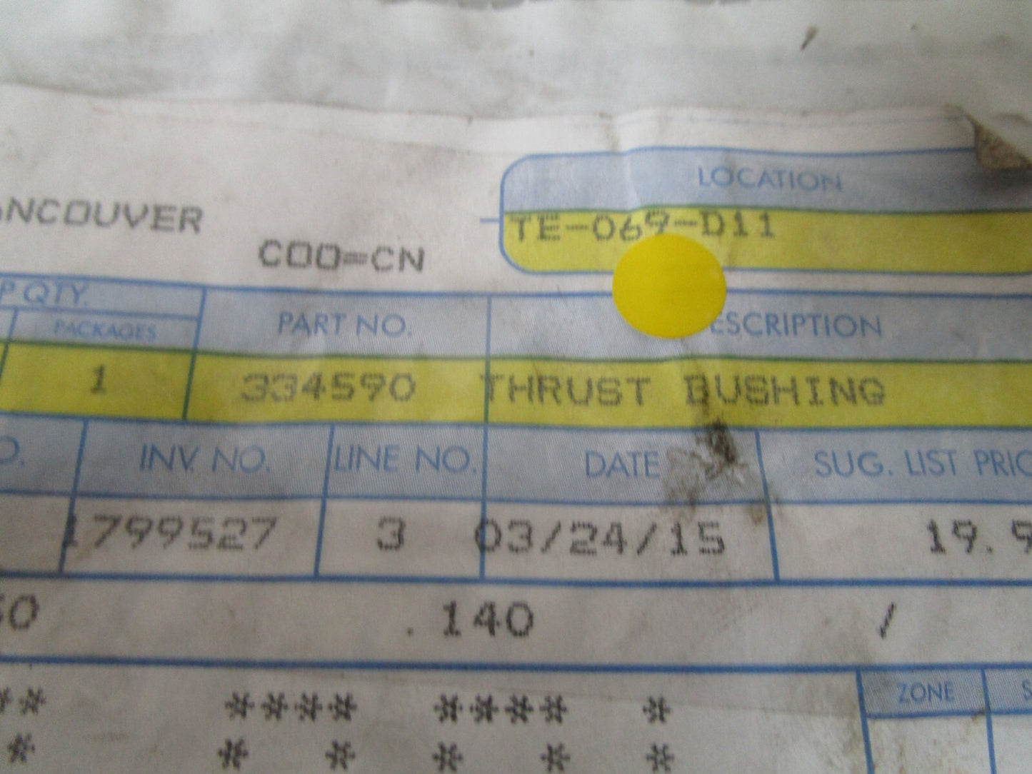 *NEW OEM* 0810 OMC Johnson Evinrude Thrust Bushing 334590 0334590